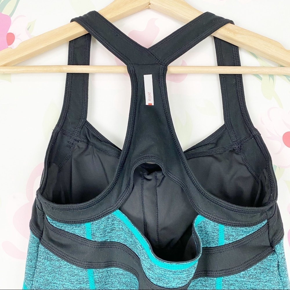 Zella Athletic Teal Black Workout RacerbackTank Top S - Picture 5 of 6